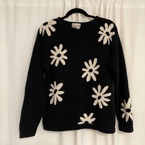 Black and white flower sweater